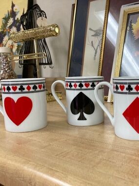 Set of Godinger Playing Card Suits Porcelain Mugs